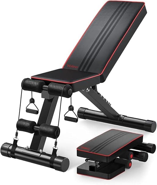 YOLEO Banco de Pesas Ajustable Plegable (Plano/Inclinado/Declinado)