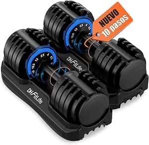 DH FitLife Mancuernas Ajustables 2,5-12 kg, 10 Niveles, Set de 2