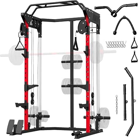 SPORTNOW Jaula de Potencia con Sistema de Poleas Ajustable