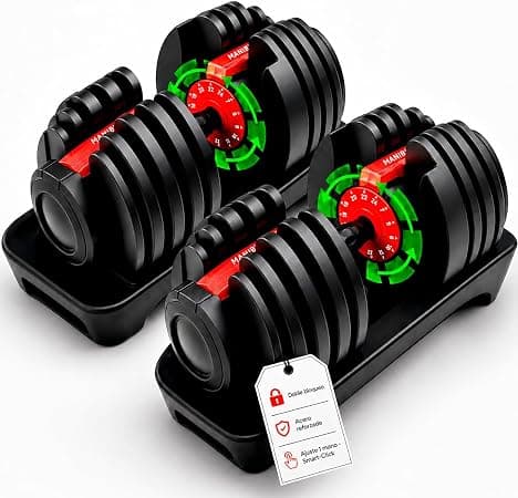 ManiBoom Mancuernas Ajustables 2-24 kg, Smart-Click, Set de 2