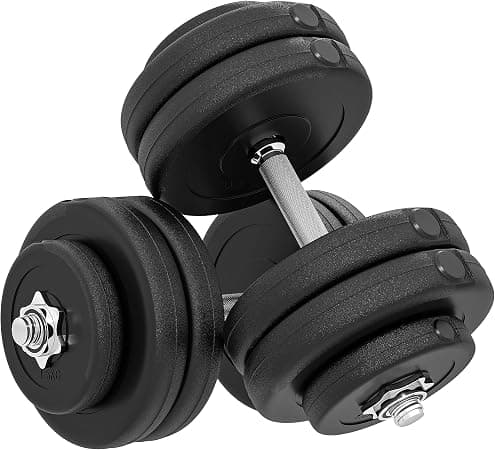 HOMCOM Juego de Mancuernas Ajustables 50 kg (8x5 kg, 4x1,5 kg, 2 Barras)